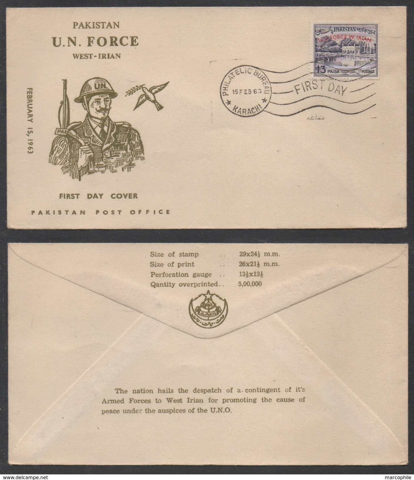 PAKISTAN - ONU - UNO / 1963 ENVELOPPE FDC ILLUSTREE (ref 1939) - Pakistan