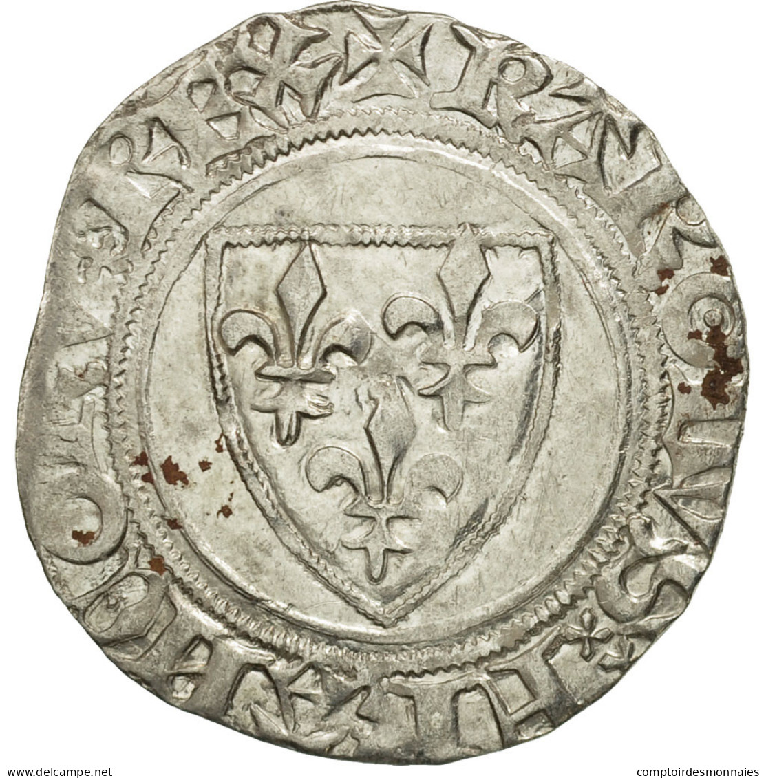 Monnaie, France, Charles VI, Blanc Guénar, Sainte-Ménéhould, TTB+, Billon - 1380-1422 Karl VI. Der Vielgeliebte