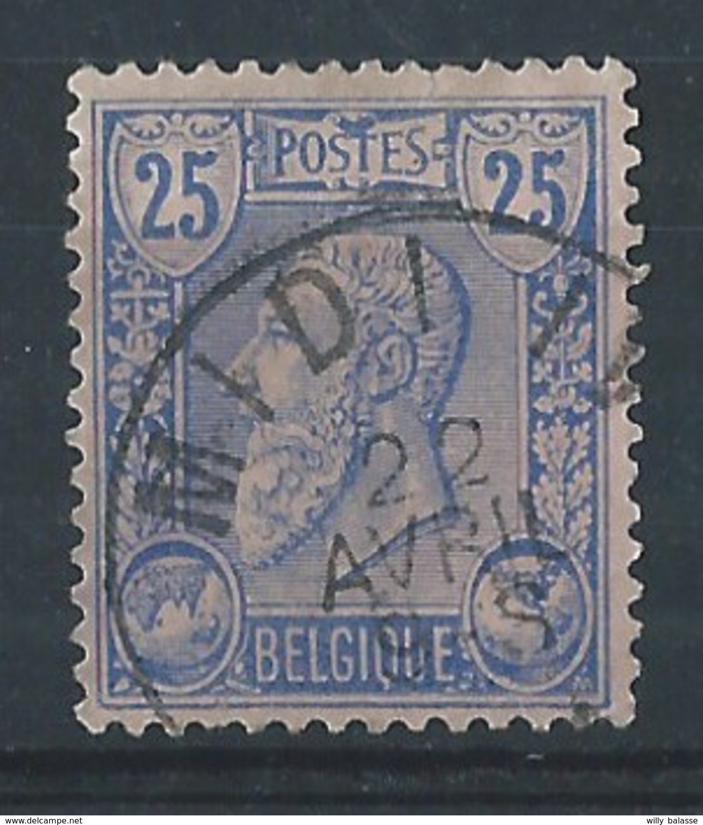 N°48, 25c Bleu Ambulant MIDI II - 1884-1891 Léopold II