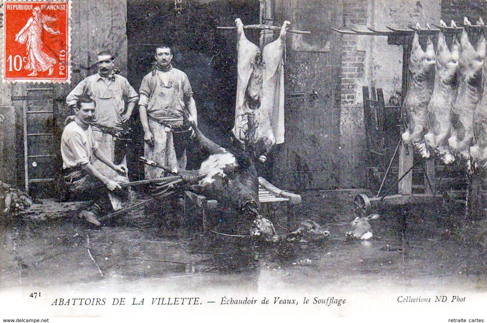 PARIS - Abattoirs De La Villette - Echaudoir De Veaux - Le Soufflage- Très Beau Plan Animé - Petits Métiers à Paris