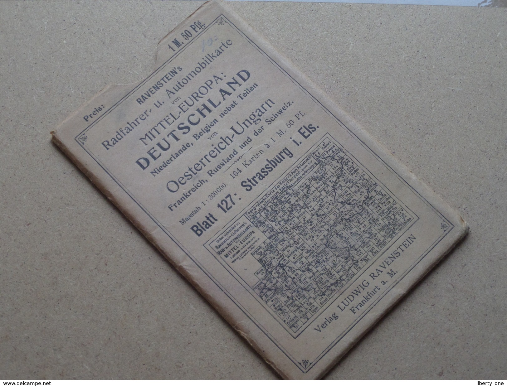 Ravenstein's Radfahrer- U. Automobilkarte MITTEL-EUROPA Blatt 127 Masstab 1:300000 ( Kaart Op Coton / Katoen / Cotton )! - Europe