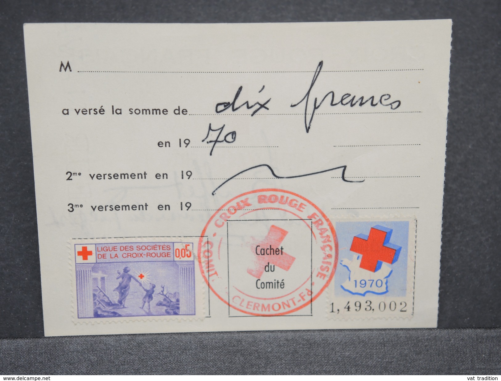 FRANCE - Vignettes Croix Rouge Sur Document En 1970 - L 6733 - Red Cross