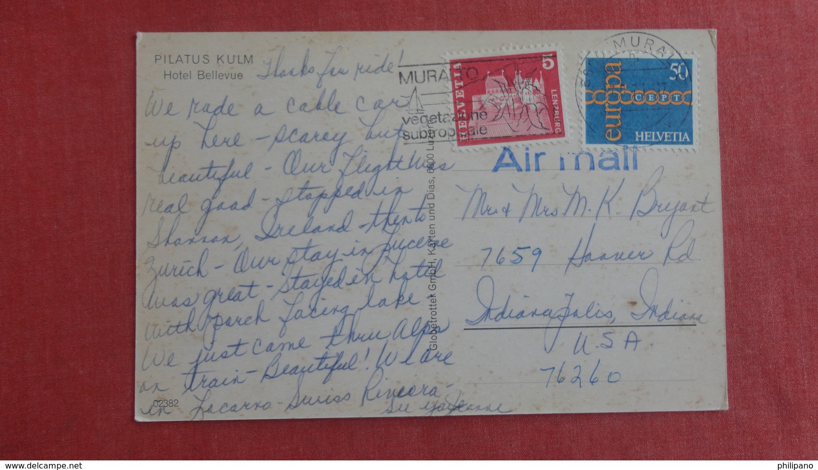 Pilatus Kulm  Hotel BellevueSwitzerland >-- Has Stamp & Cancel  ---   Ref 2541 - Bellevue