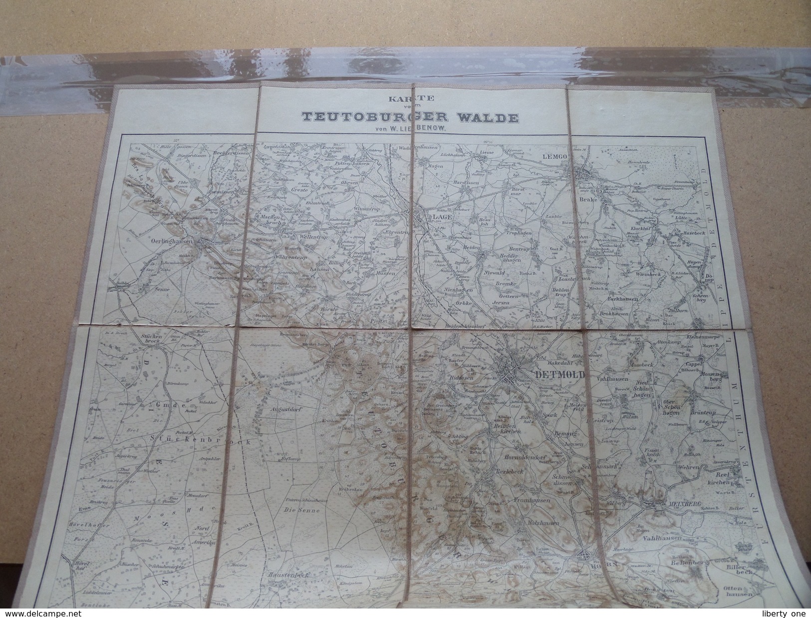 Karte Vom TEUTOBURGER WALDE Von W. LIEBENOW Scale 1:80000 ( Kaart Op Coton / Katoen / Cotton )! - Europa