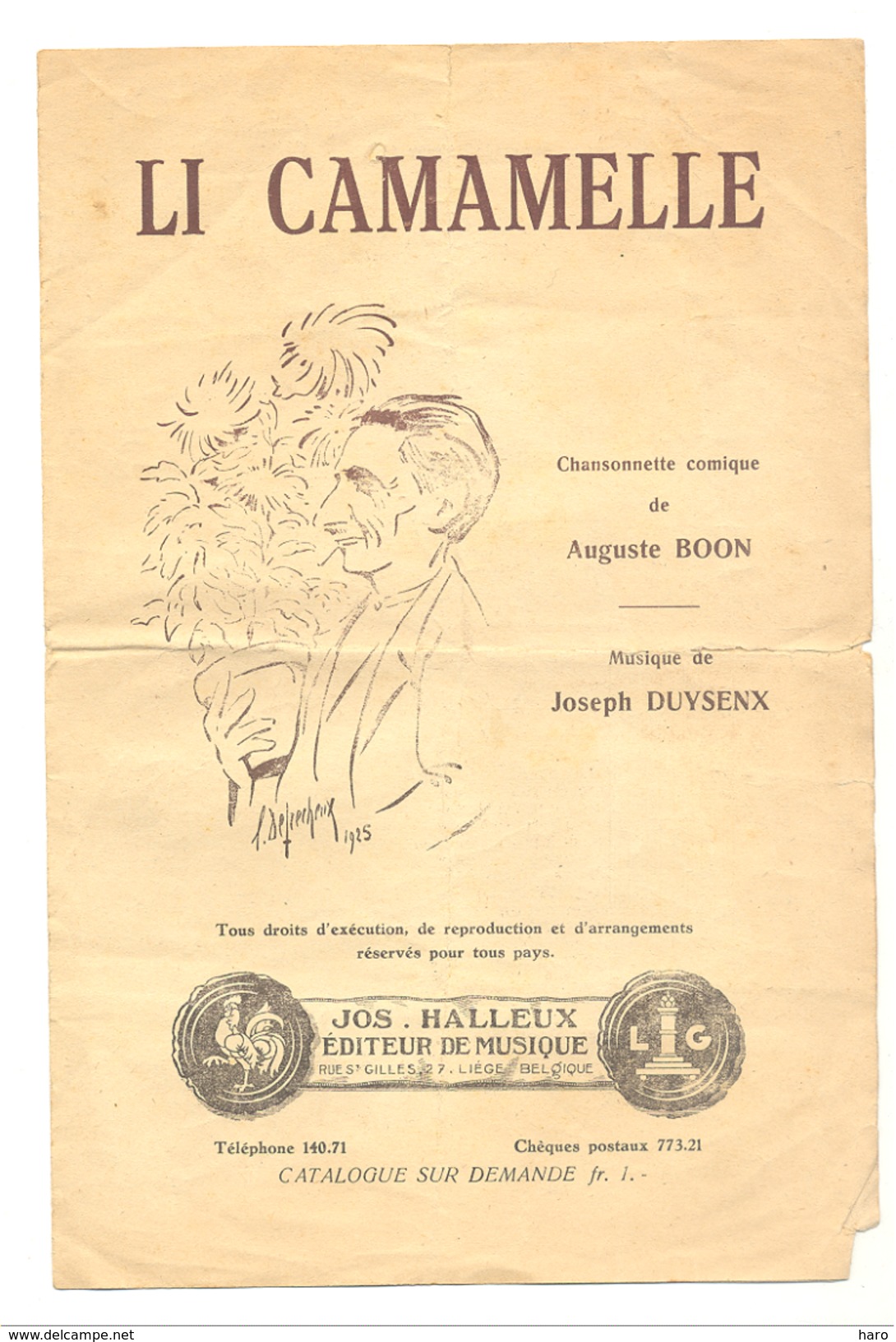 Chansonnette Comique En Wallon " Li Camamelle" De A. Boon Et Musique De J. Duysenx (b202) - Sonstige & Ohne Zuordnung