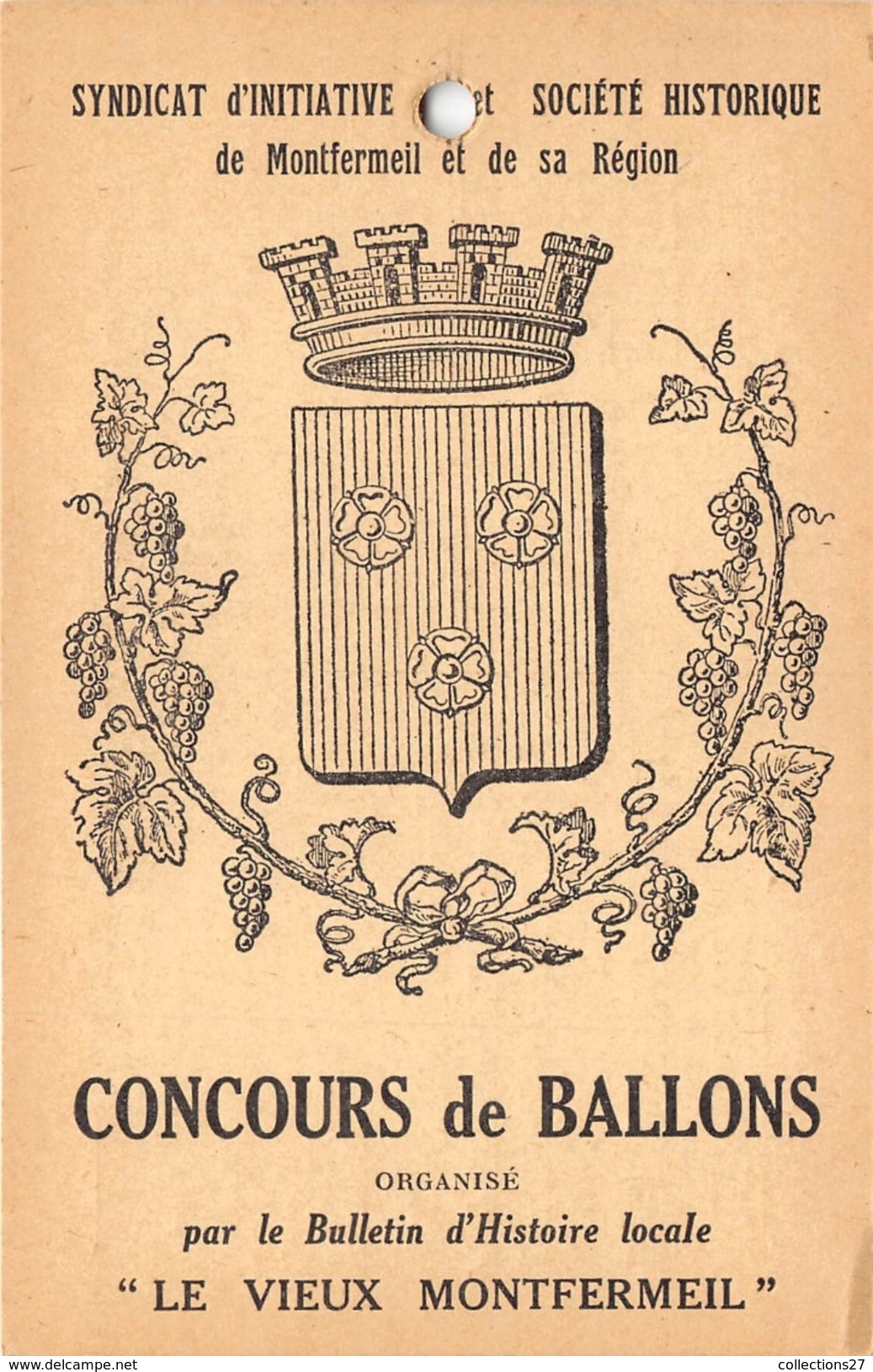 93-MONTFERMEIL- CONCOURS DE BALLONS , ORGANISE PAR LE BULLETIN D'HISTOIRE LOCALE " LE VIEUX MONTFERMAIL " - Montfermeil