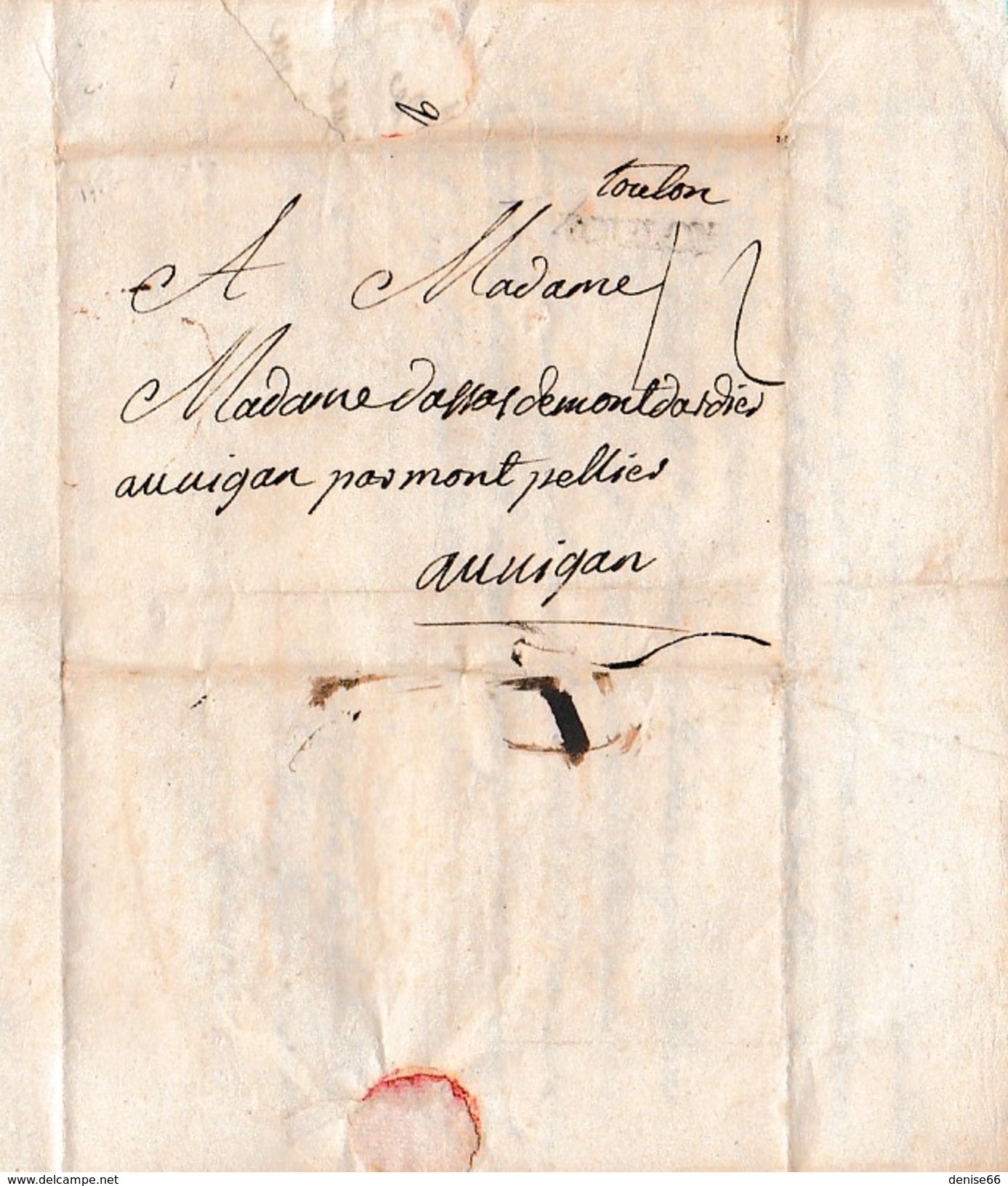 Nov. 1763 - TOULON (83) - Lettre Adressée à Mme D'ASSAS (de Mondatdier ?) Au VIGAN  (30) - Documents Historiques