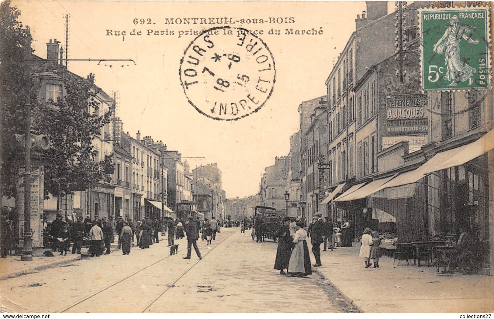 93-MONTREUIL-SOUS-BOIS- RUE DE PARIS PRISE DE LA PLACE DU MARCHE - Montreuil