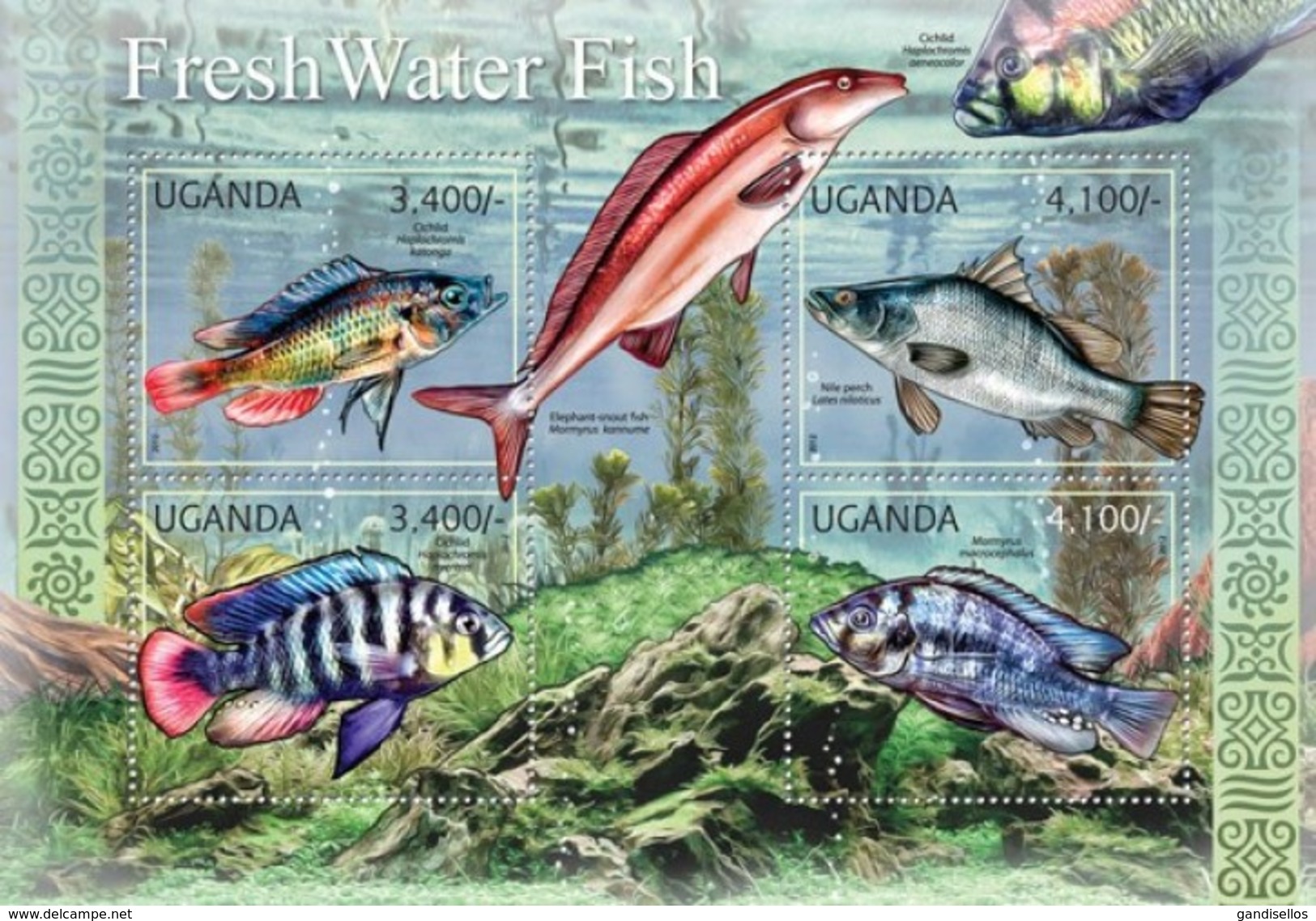 UGANDA 2012 SHEET FRESH WATER FISHES PECES POISSONS MARINE LIFE Ugn12105a - Uganda (1962-...)