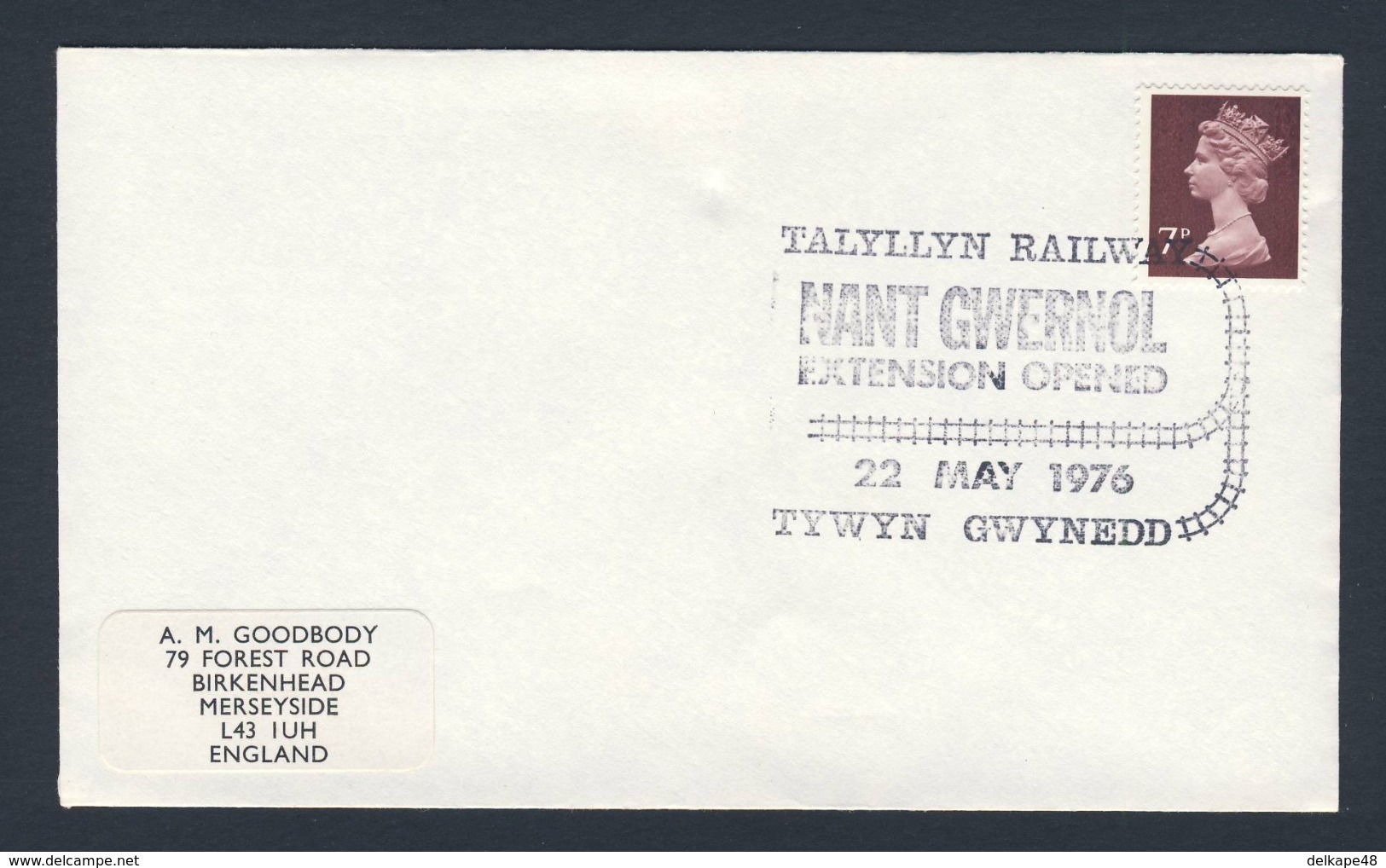 Great Britain 1976 Cover / Brief - Talyllyn Railway - Nant Gwernol Extension Opened / Eisenbahn - Eisenbahnen