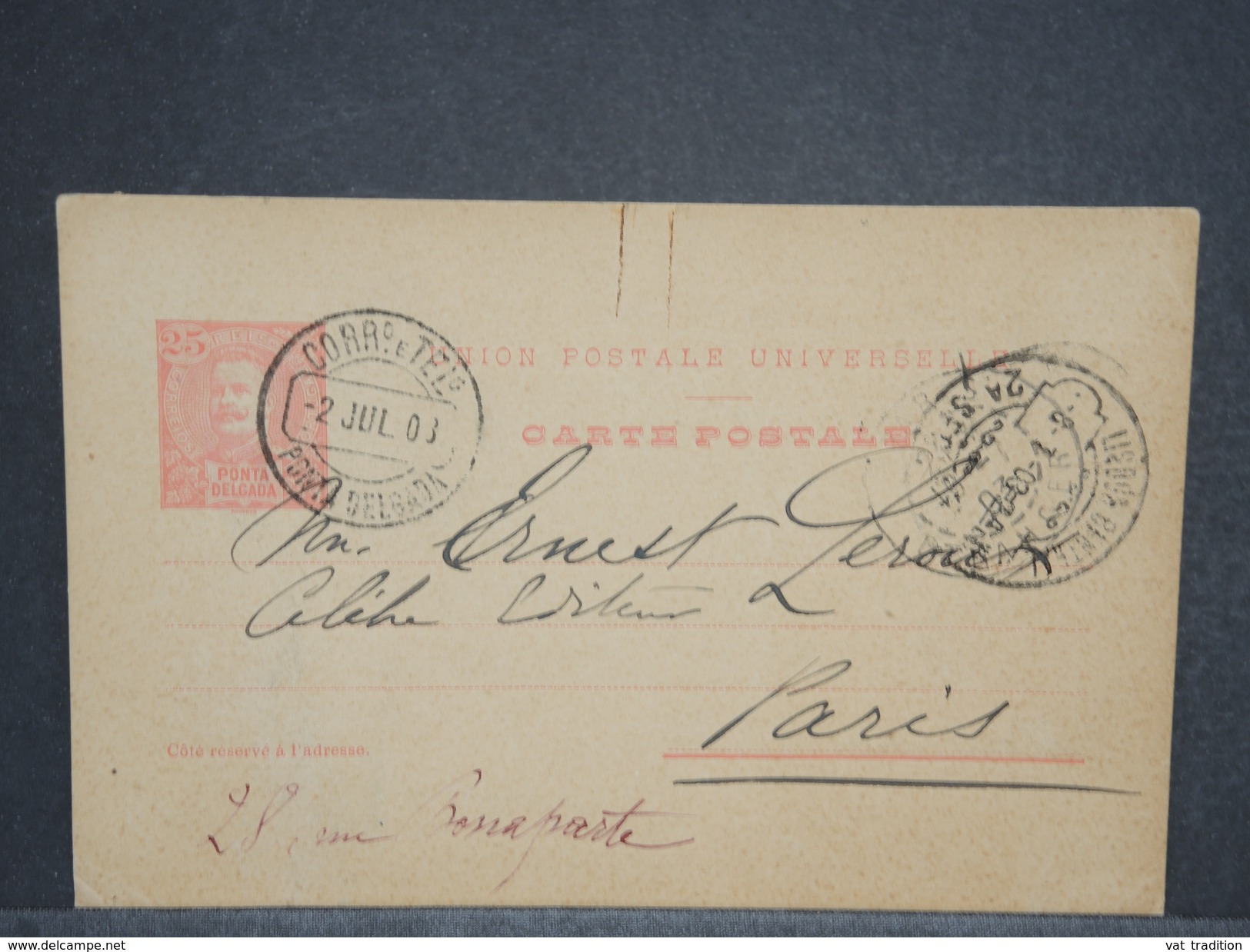PORTUGAL / PONTA DELGADA - Entier Postal Pour Paris En 1903 - L 6783 - Ponta Delgada