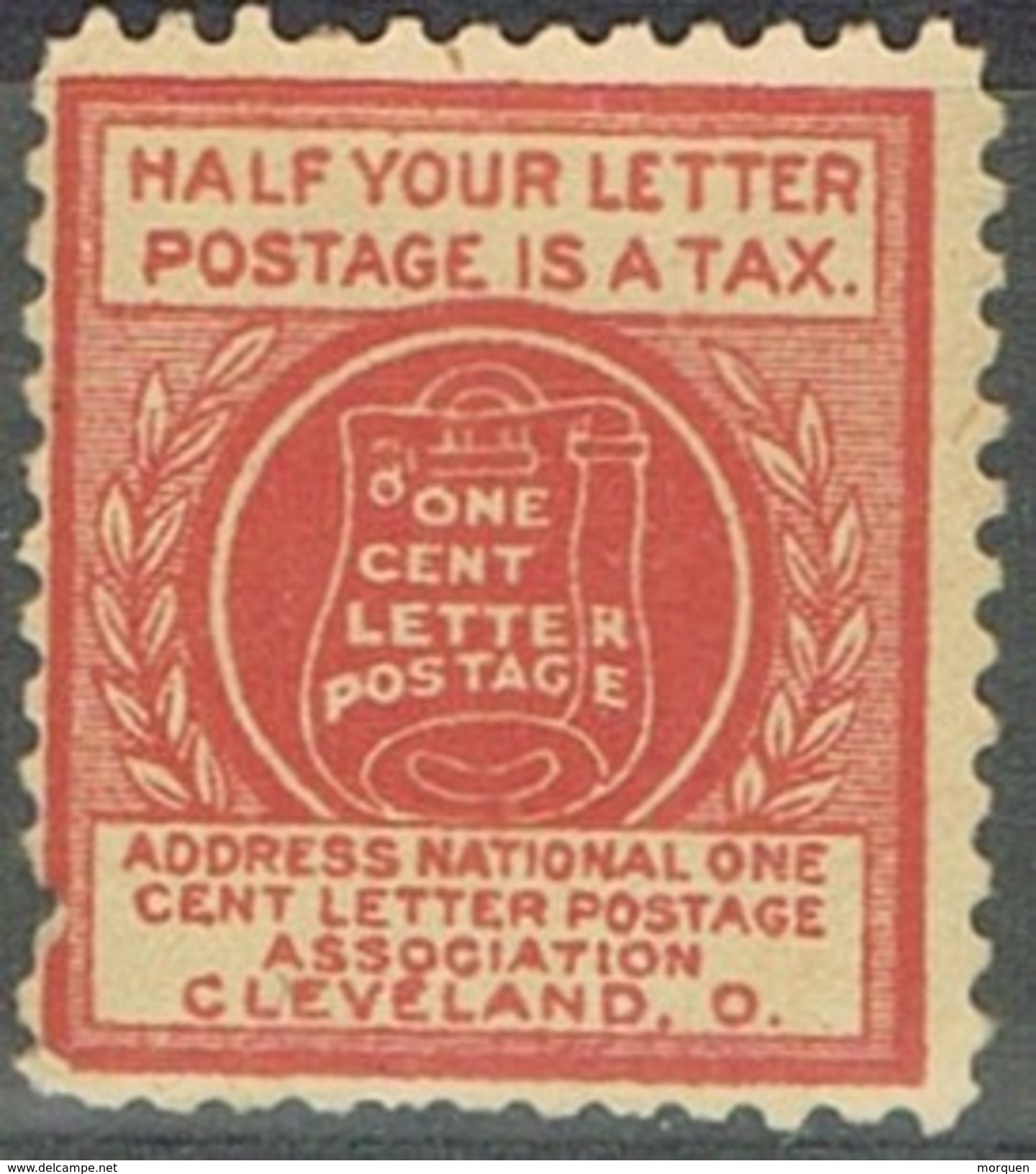 Sello TAXE, CLEVELAND Ohio, One Cent Letter Postage. TAX * - Taxe Sur Le Port