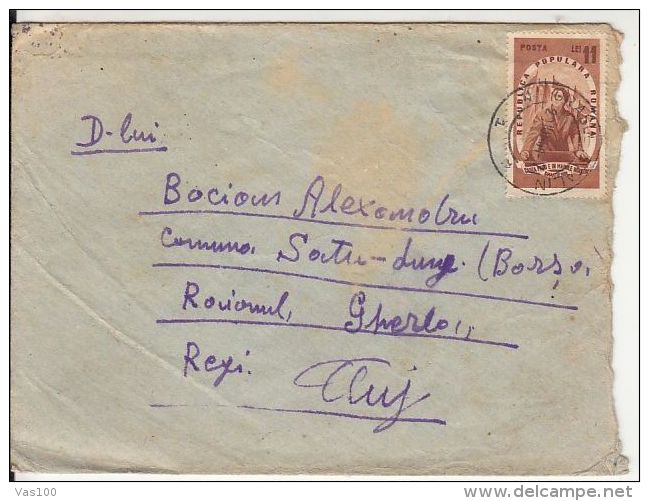 PEACE FOR THE PEOPLE, STAMPS ON COVER, 1951, ROMANIA - Storia Postale