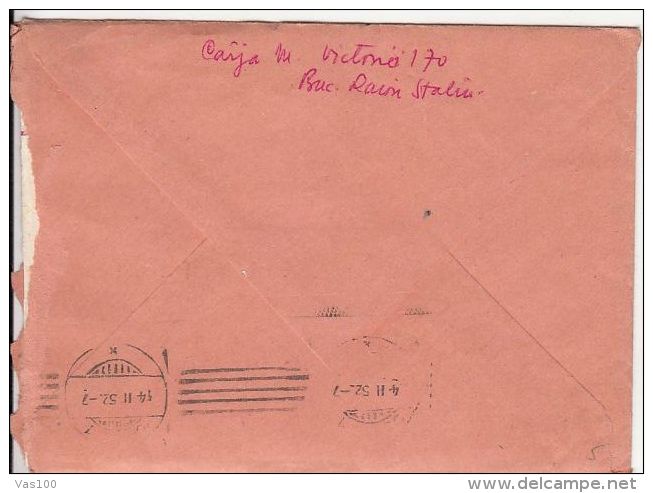 IL CARAGIALE, WRITER, 55 BANI OVERPRINT, STAMPS ON COVER, 1952, ROMANIA - Storia Postale