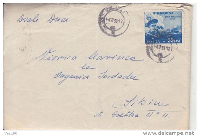 NAVY DAY, SAILOR, SHIP, STAMPS ON COVER, 1955, ROMANIA - Lettres & Documents