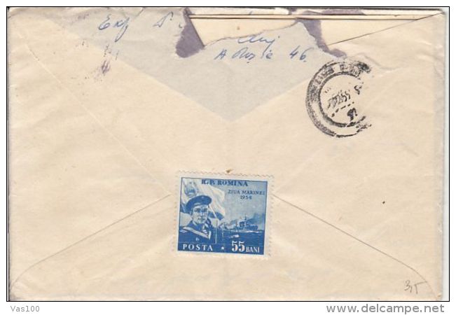 NAVY DAY, SAILOR, SHIP, STAMPS ON COVER, 1955, ROMANIA - Storia Postale