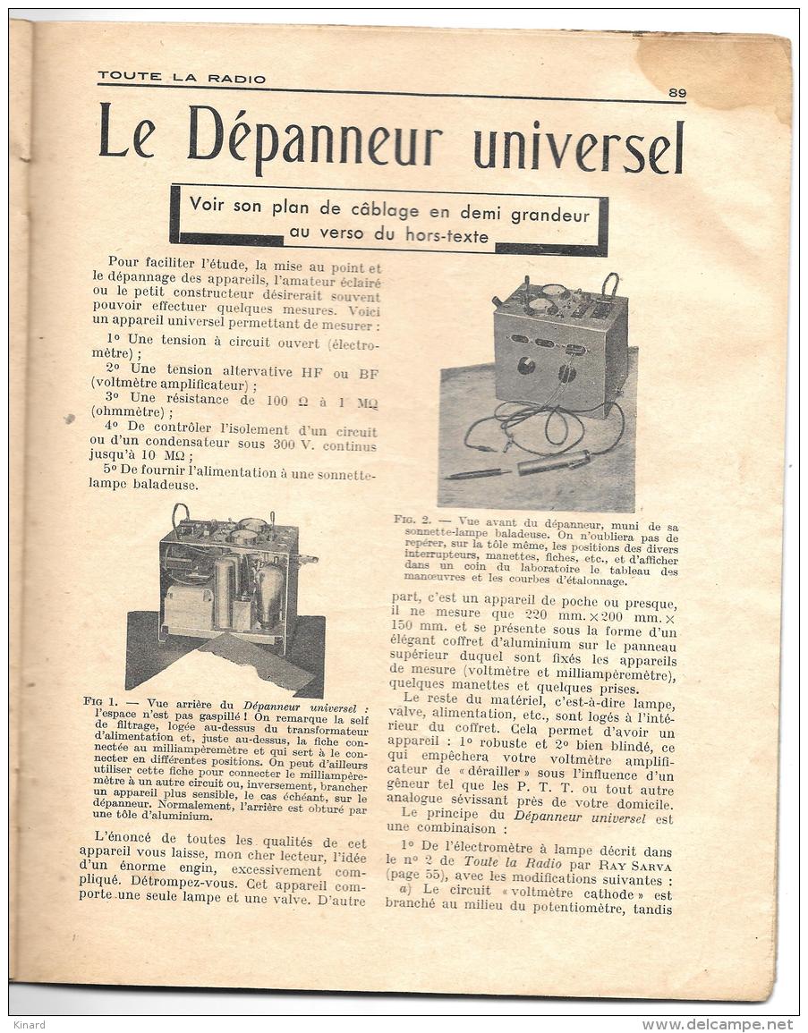 TOUTES LA RADIO ..NUMERO SPECIAL CONSACRE AU DEPANNAGE..1935..BE. VOIR LES SCANS - Libri & Schemi