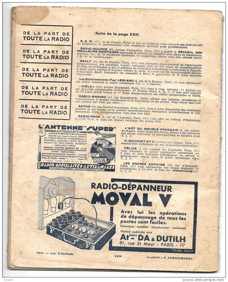 TOUTES LA RADIO ..NUMERO SPECIAL CONSACRE AU DEPANNAGE..1935..BE. VOIR LES SCANS - Littérature & Schémas