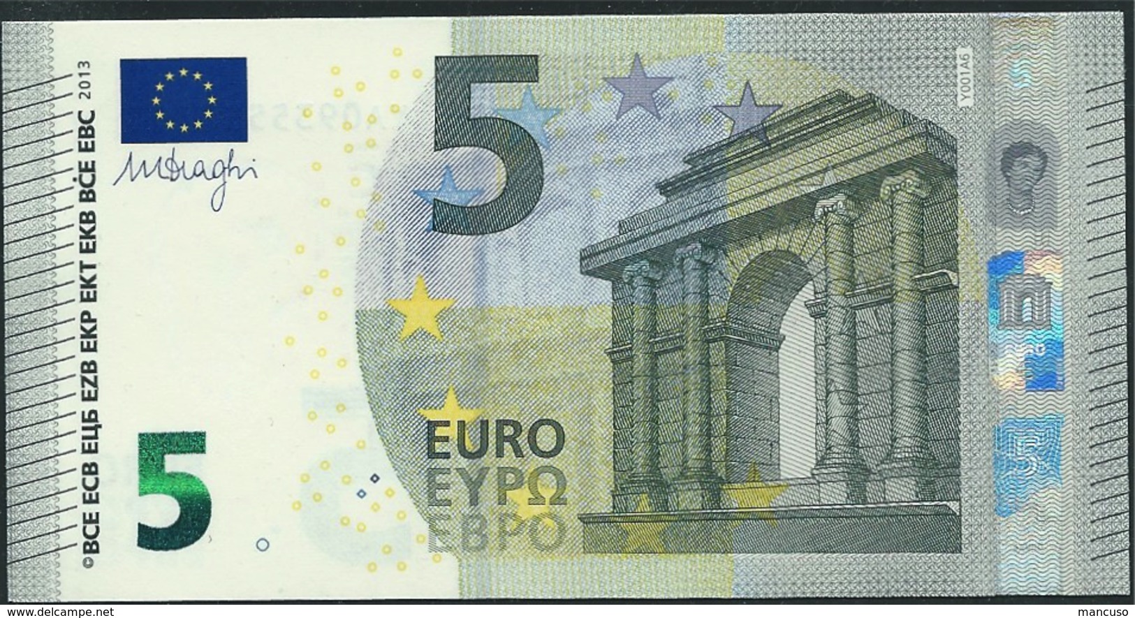 &euro; 5 GREECE  Y001 A6  DRAGHI  UNC - 5 Euro