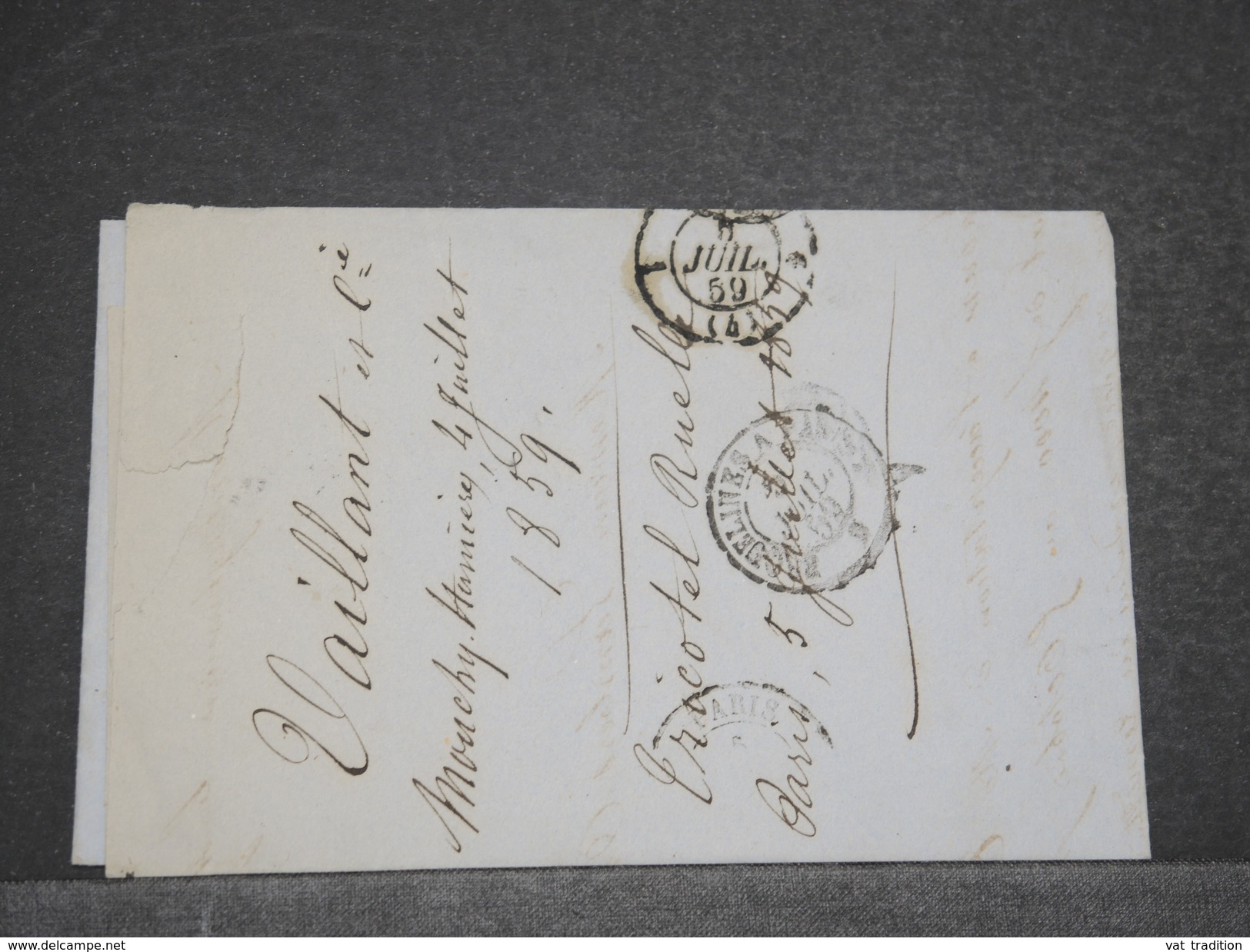 FRANCE - Lettre De Compiègne Pour Paris En 1859 , Cachet OR , Affranchissement Napoléon - L 6808 - 1849-1876: Klassik