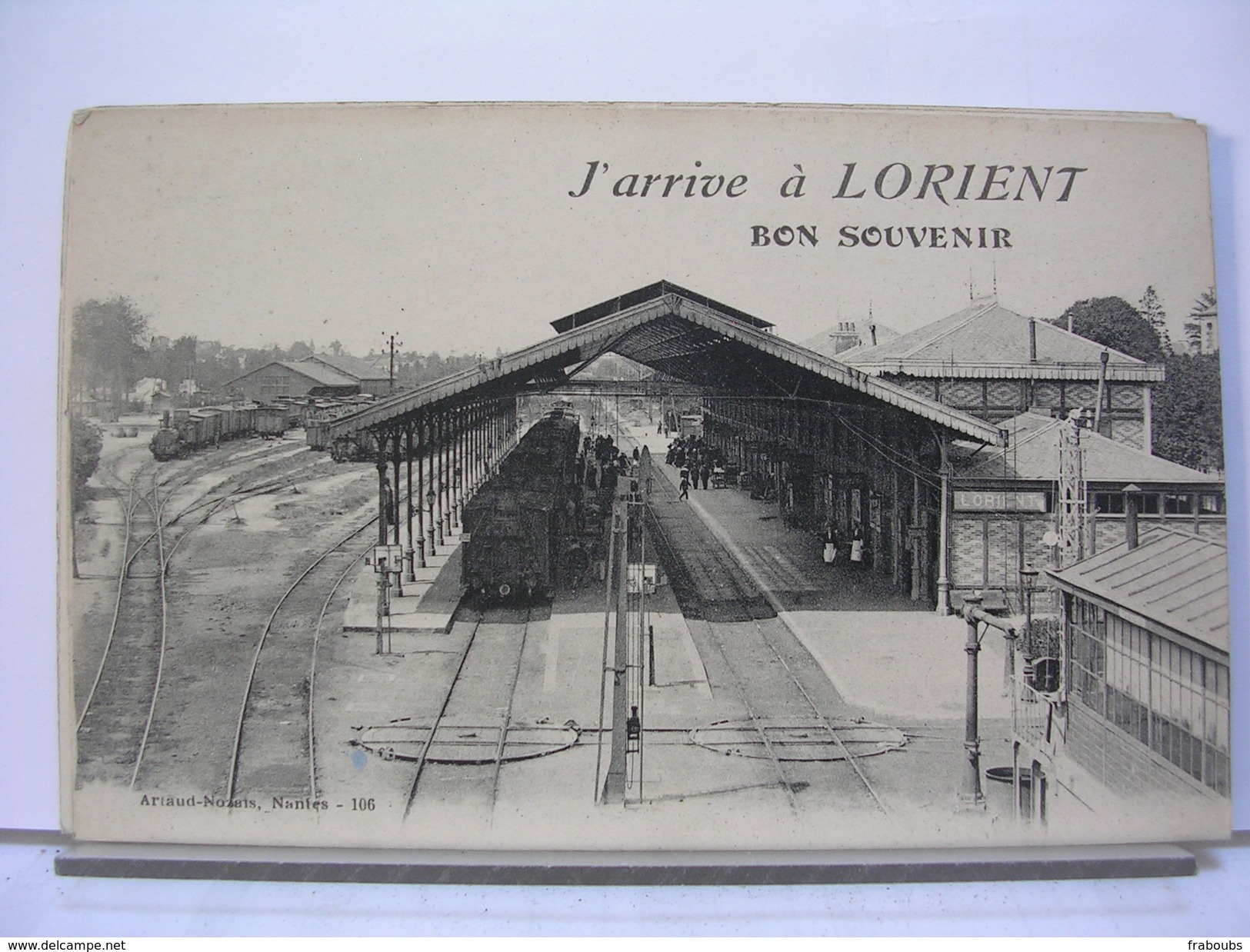 56 - J'ARRIVE A LORIENT - BON SOUVENIR - GARE AVEC TRAIN - 1915 - Lorient