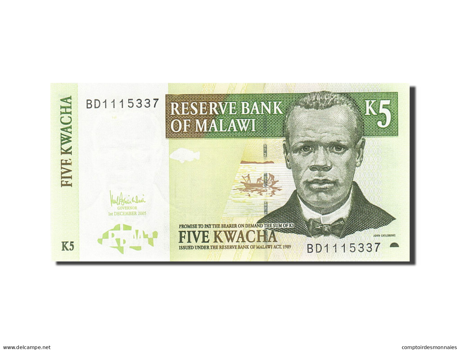 Billet, Malawi, 5 Kwacha, 2005, 2005-12-01, NEUF - Malawi