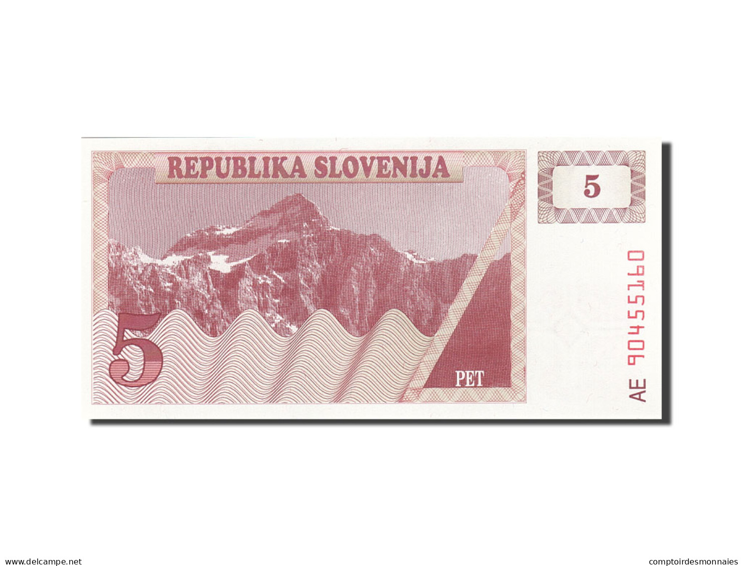 Billet, Slovénie, 5 (Tolarjev), 1990-1992, 1990, KM:3a, NEUF - Slowenien