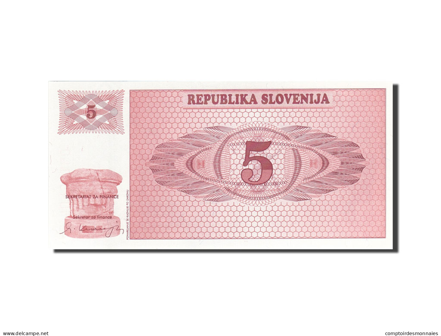 Billet, Slovénie, 5 (Tolarjev), 1990-1992, 1990, KM:3a, NEUF - Slovenia