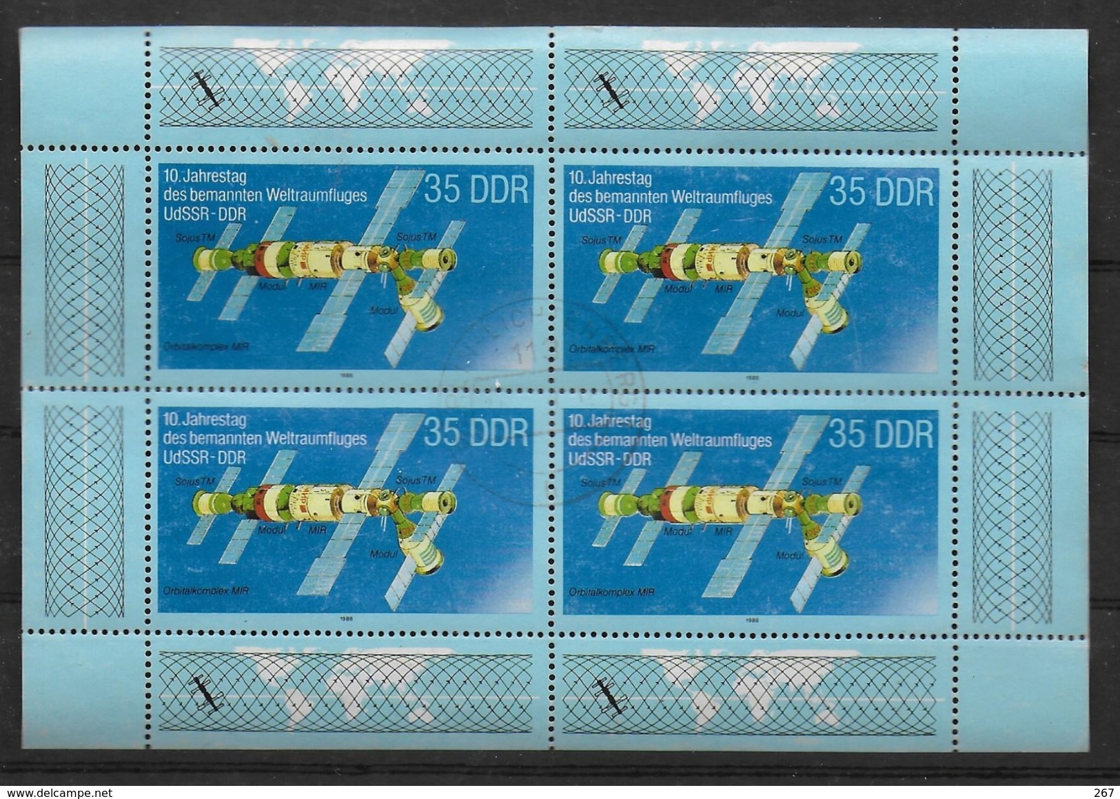 DDR  Feuillet  N° 2785  Oblitere   RDA URSS  Espace - Europe