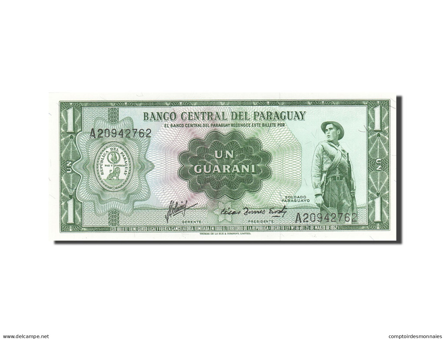 Billet, Paraguay, 1 Guarani, 1952, 1952, KM:193b, NEUF - Paraguay