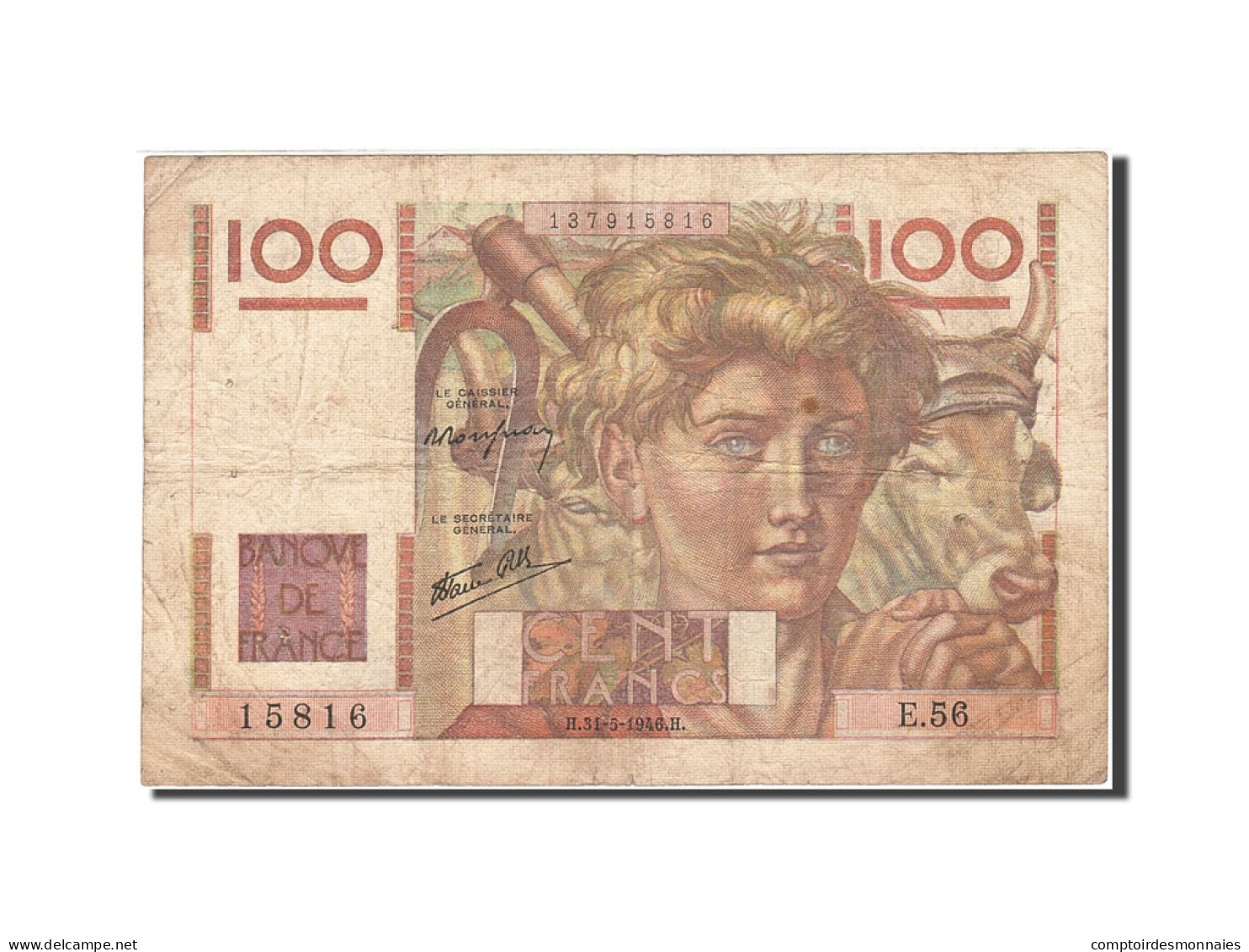 Billet, France, 100 Francs, 1945, 1946-05-31, TB, Fayette:28.5, KM:128a - 100 F 1945-1954 ''Jeune Paysan''