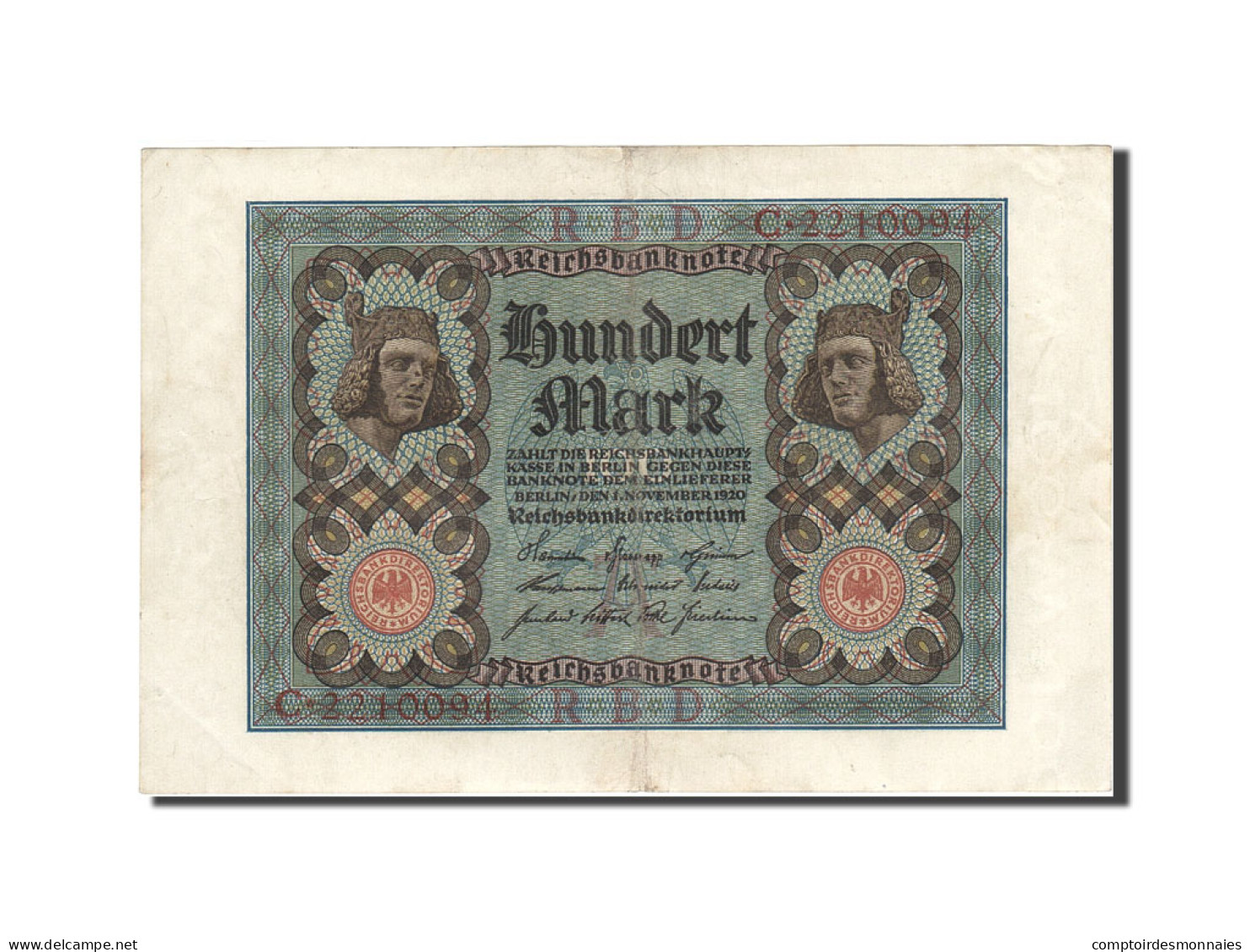 Billet, Allemagne, 100 Mark, 1920, 1920-11-01, KM:69a, TTB+ - 100 Mark