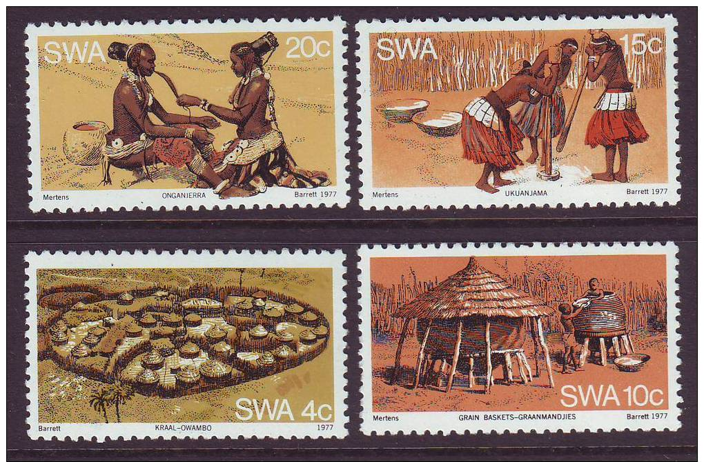 D120612 South West Africa 1977 OVAMBO TRADITIONS Tribal Culture MNH Set  - SWA Namibia Namibie - Zuidwest-Afrika (1923-1990)