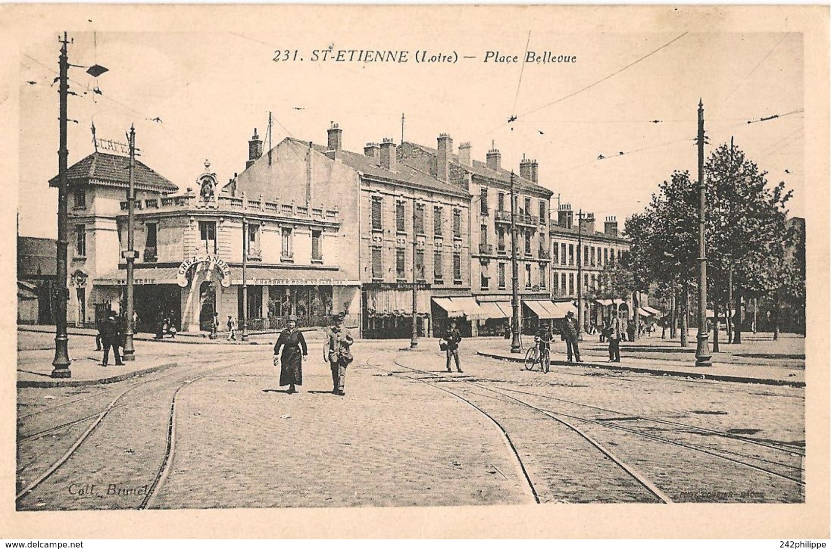 St Etienne Cpa Entrée Dépôt Tramways Place Bellevue - Saint Etienne