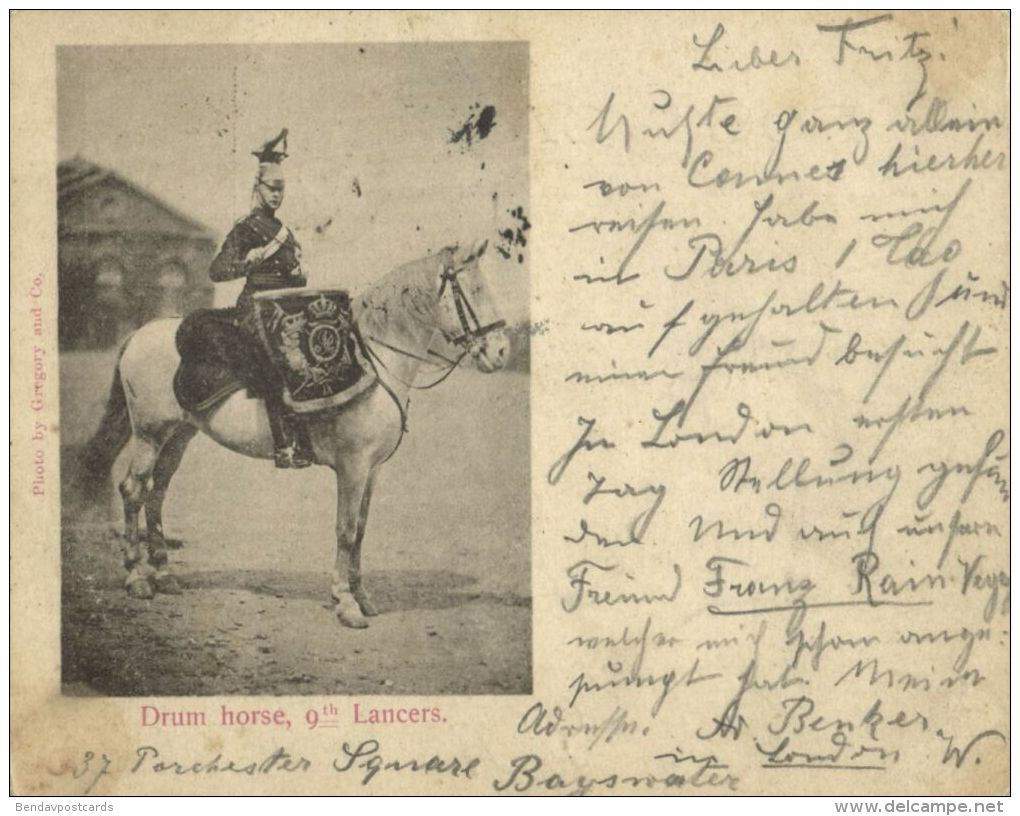 BOER WAR, Drum Horse 9th Lancers (1899) Stamp, Court Card - Other Wars