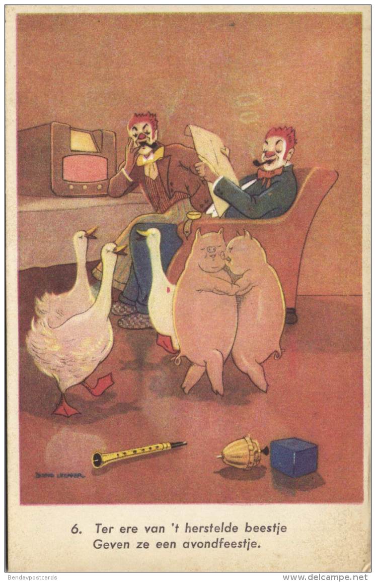 Clown Goose Pig Boar, Dancing Instruments Toys (1940s) - Other & Unclassified