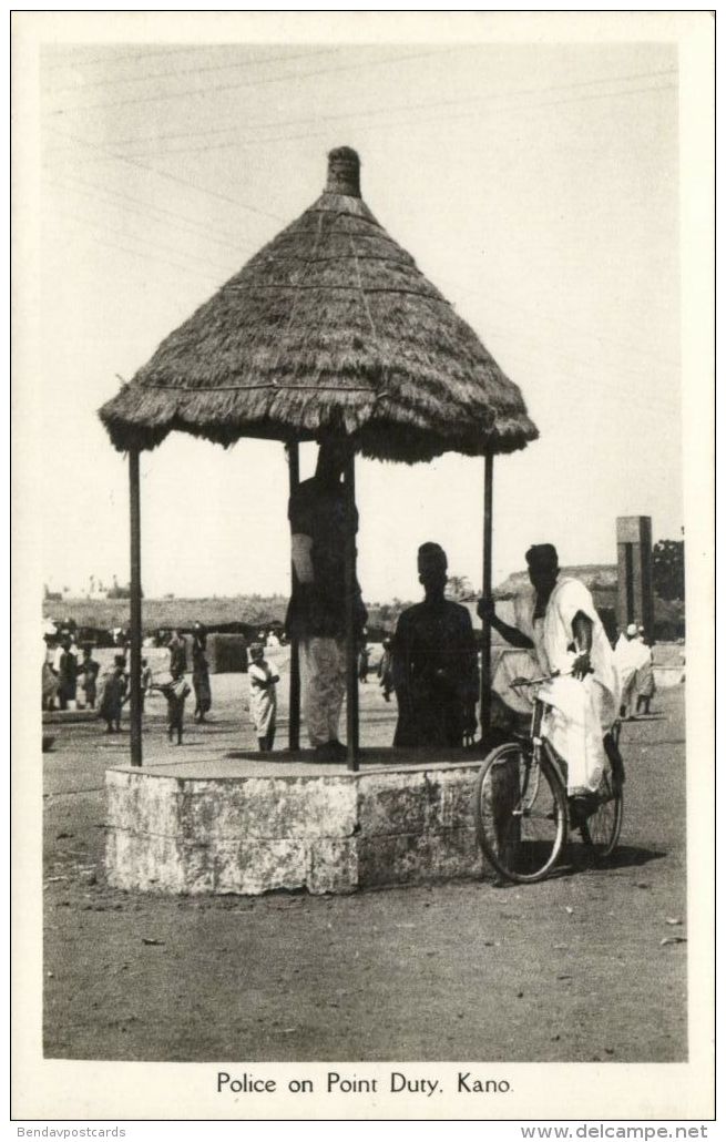 Nigeria, KANO, Police On Point Duty, Bike (1930s) RPPC - Nigeria