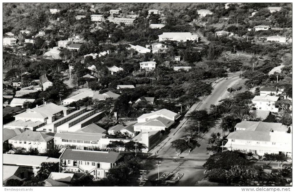 Papua New Guinea, MORESBY, Business Centre, Aerial View (1950s) RPPC - Papua New Guinea