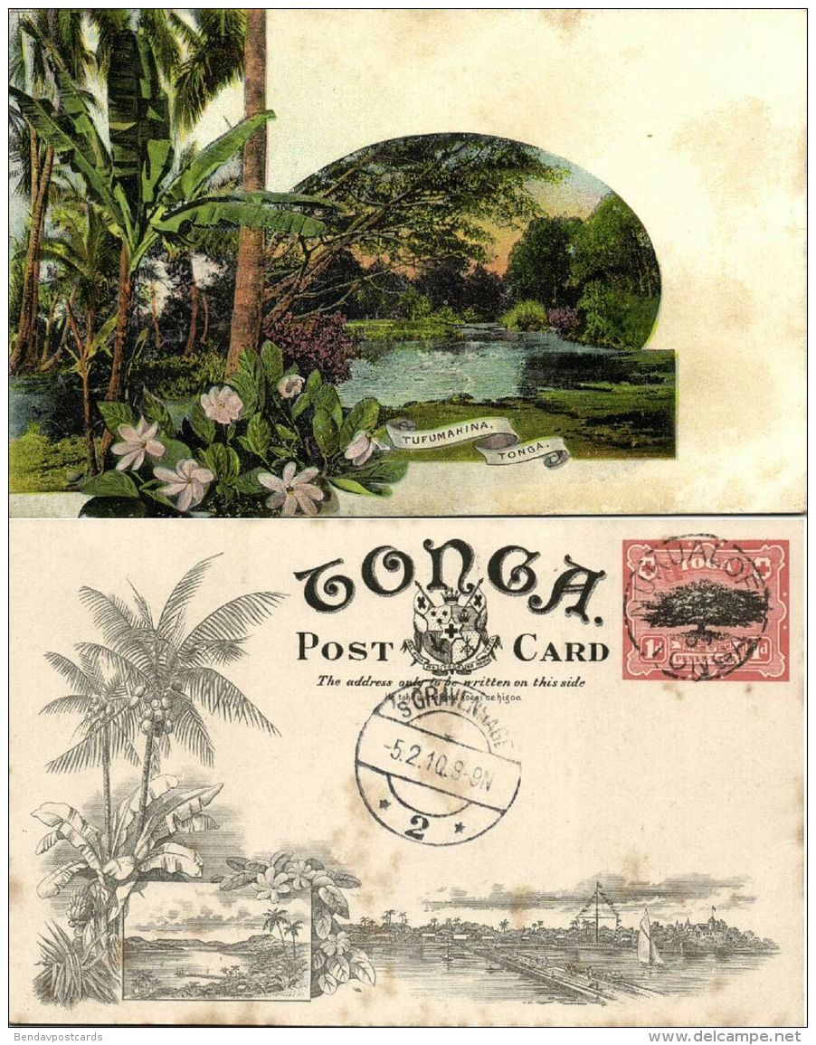 Tonga Islands, TAFUMAHINA, Palm Trees (1909) Pre-Printed Stamp - Tonga