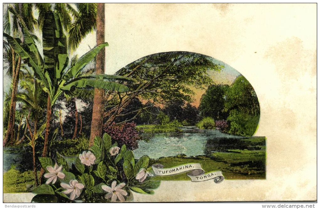 Tonga Islands, TAFUMAHINA, Palm Trees (1909) Pre-Printed Stamp - Tonga