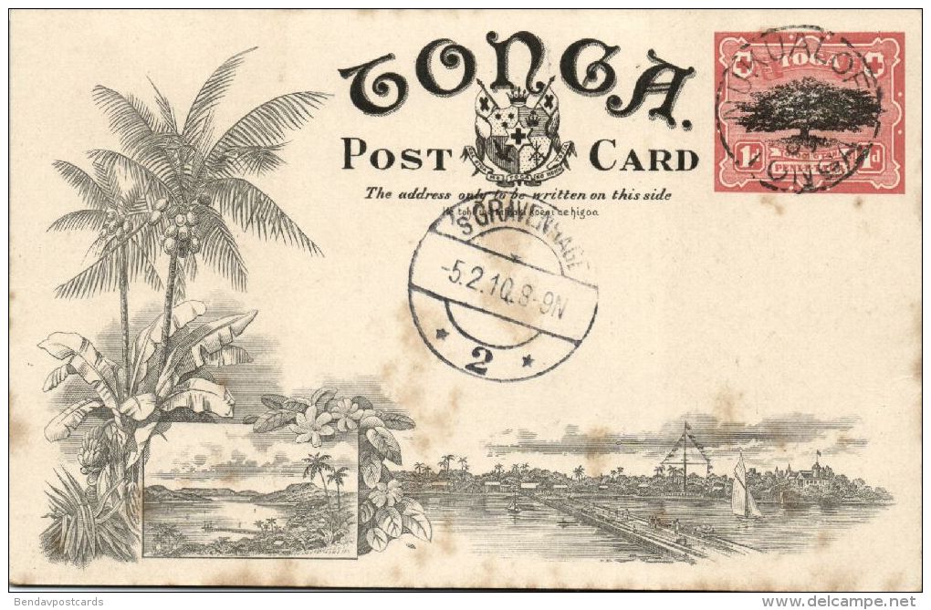 Tonga Islands, TAFUMAHINA, Palm Trees (1909) Pre-Printed Stamp - Tonga