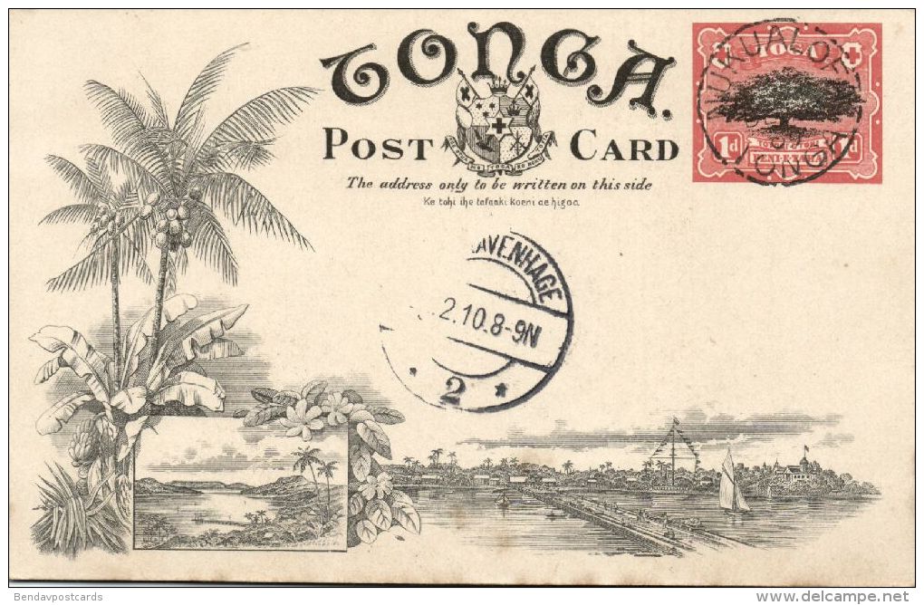 Tonga Islands, A Native Village (1909) Pre-Printed Stamp - Tonga