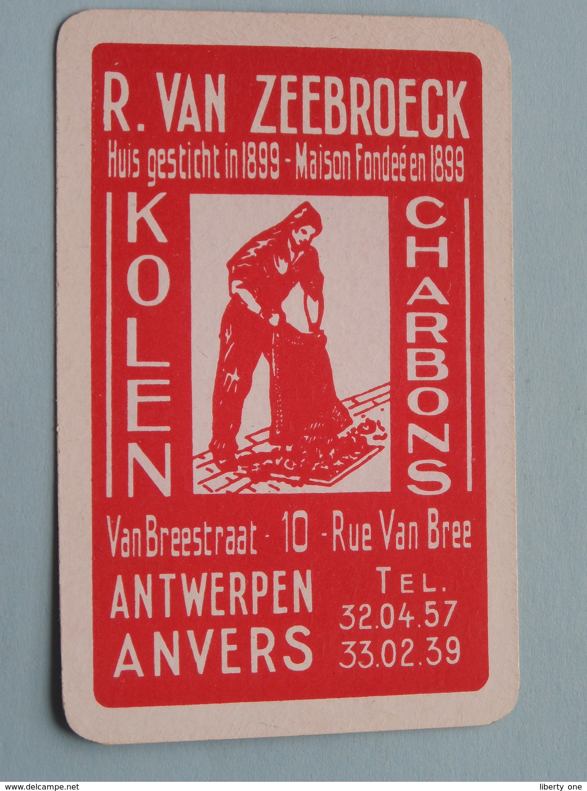 KOLEN R. Van Zeebroeck Antwerpen CHARBONS Anvers Huis Gesticht In 1899 / JOKER ( Details - Zie Foto´s Voor En Achter ) ! - Cartes à Jouer Classiques