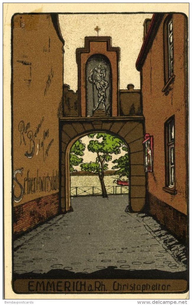 EMMERICH Am Rhein, Christopheltor (1920s) Steindruck - Emmerich