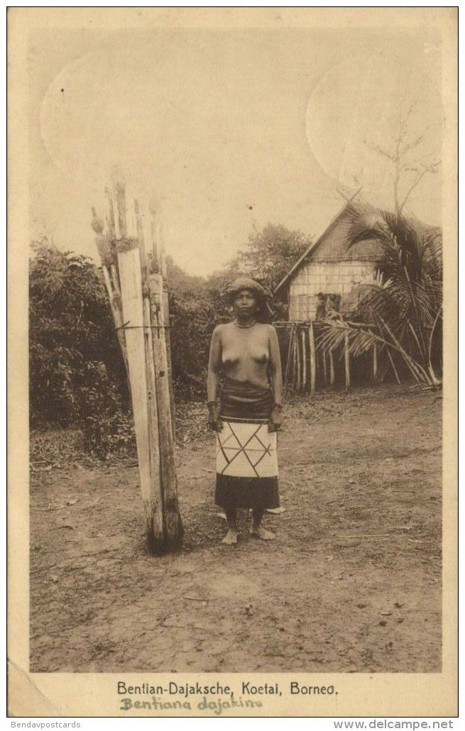 Indonesia, BORNEO KALIMANTAN, Kutai, NUDE Bentian Dayak Girl (1933) Postcard - Indonesië