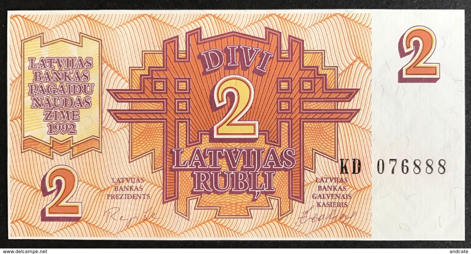 Latvia - 2 Rubli 1992 UNC , Serie KD - Latvia