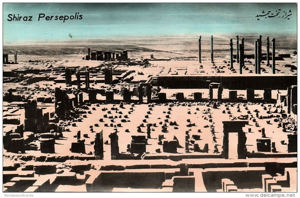 Iran Persia, PERSEPOLIS SHIRAZ, Ruins (1950s) Tinted RPPC (1) - Iran