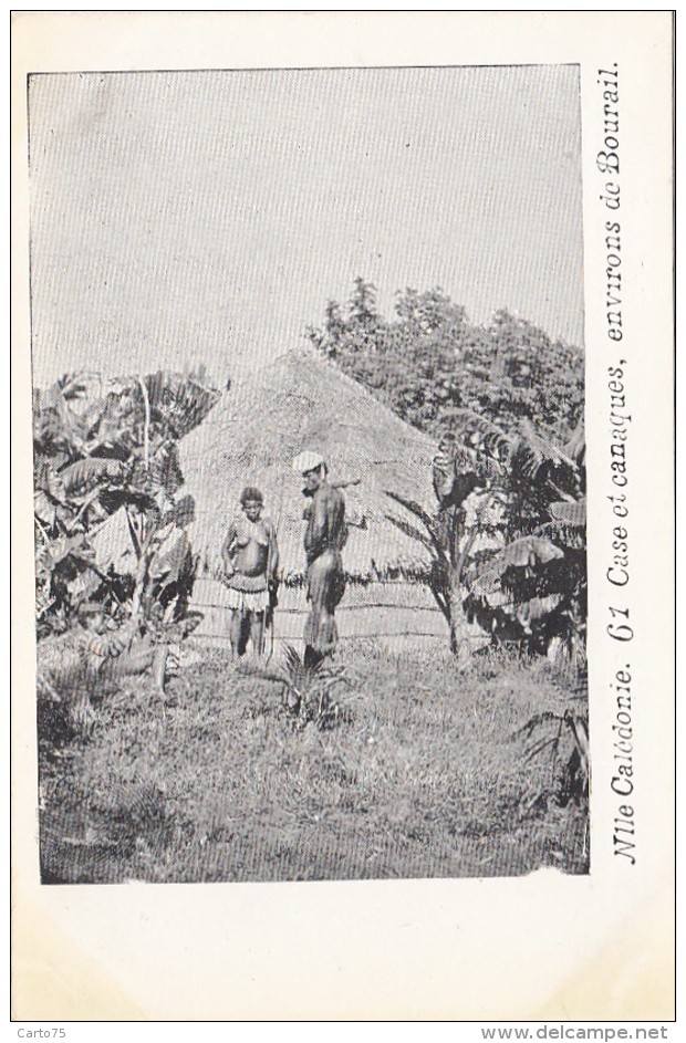 Océanie - Nouvelle-Calédonie - Précurseur 1ère Série - Case Et Canaques Environs De Bourail - Nu - N° 61 - Nouvelle-Calédonie