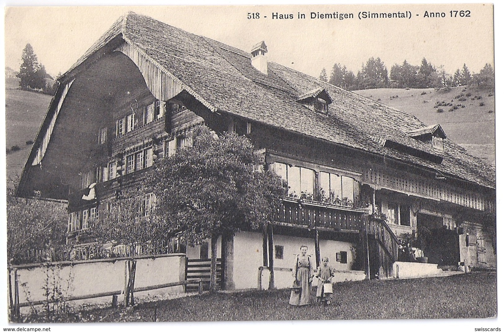 DIEMTIGEN: Bauernhaus Von 1762 Mit Familie ~1910 - Diemtigen