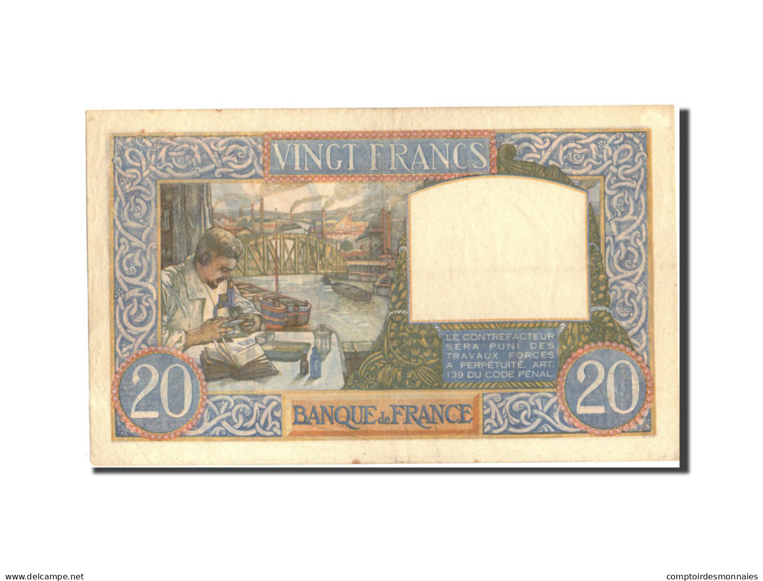 Billet, France, 20 Francs, 20 F 1939-1942 ''Science Et Travail'', 1941 - 20 F 1939-1942 ''Science Et Travail''